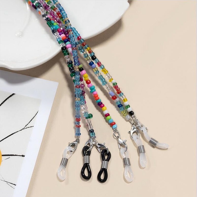 Mask Chain Holder - 【F】 Colorful Rice Bead Glasses Chain