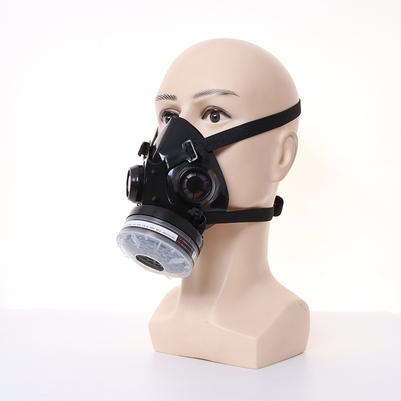 New Half Face Black Gas Mask R - مراجعة Dust Mask Construction وسعره