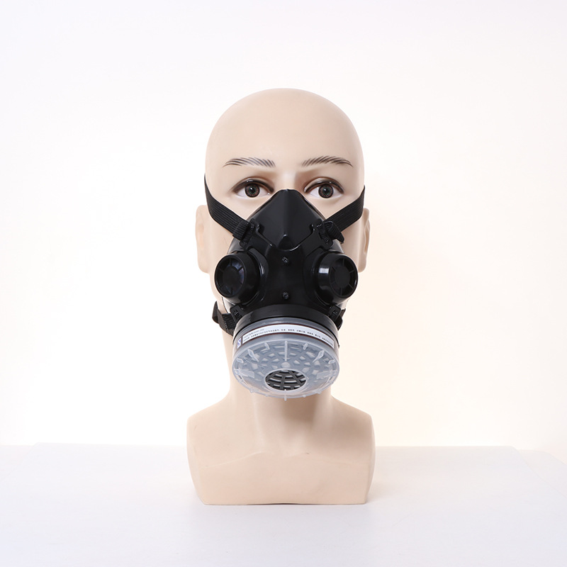 New Half Face Black Gas Mask R - مراجعة Dust Mask Construction وسعره