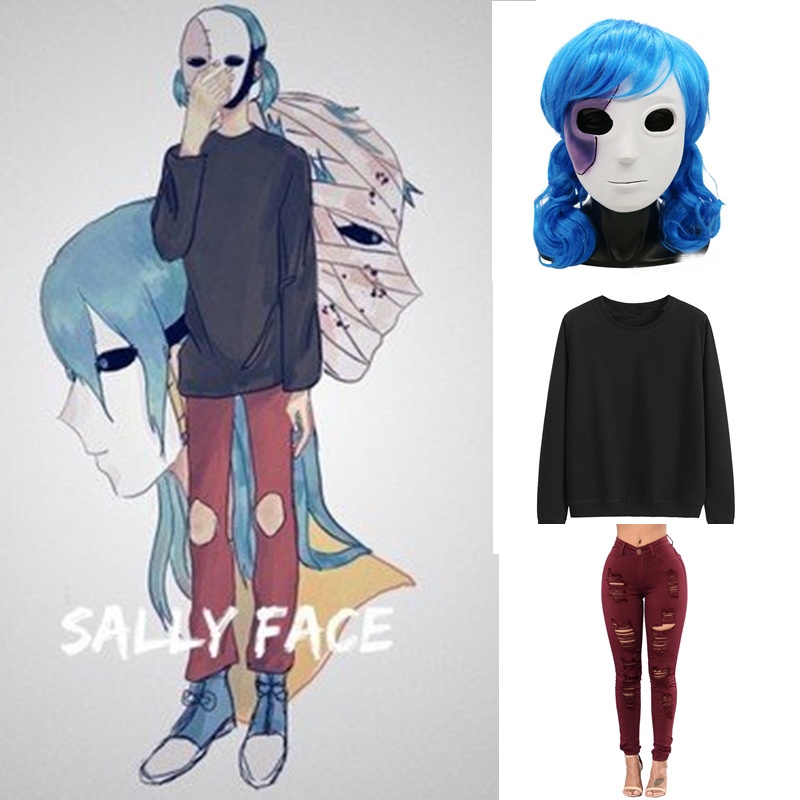 Hot  Anime Game Sally Face Cos - مراجعة Black Face Mask Pack وسعره